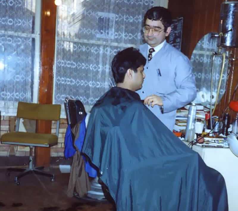 Renée’s father at work. This was Kleo’s barbershop in the early 90’s
